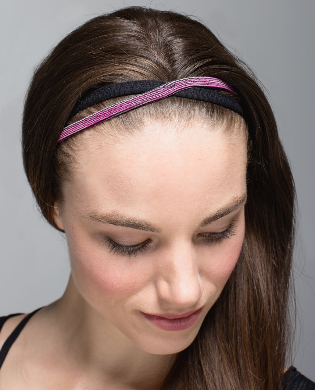 Lululemon Criss Cross Headband - Black / Wee Are From Space Jewelled Magenta