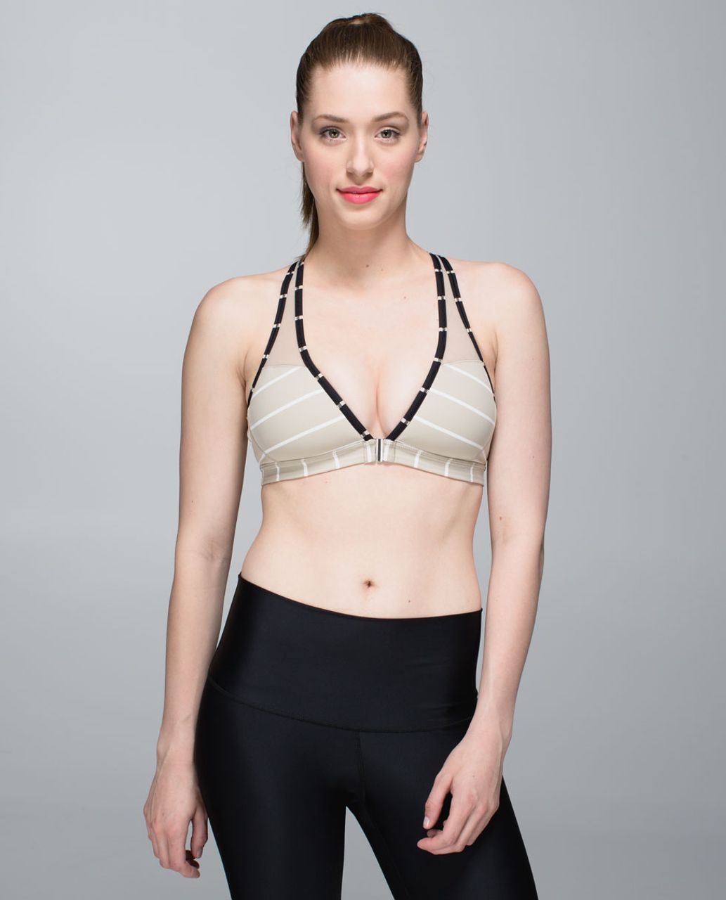 Lululemon Easy Breath Bra - Cayman Stripe Mojave Tan Angel Wing / Cayman Stripe Black Mojave Tan / Mojave Tan