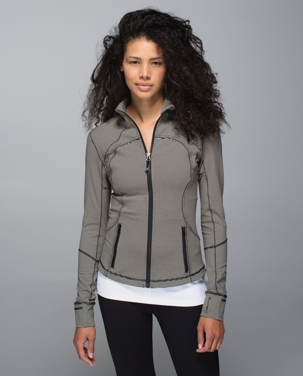 Lululemon Forme Jacket *Cuffins - Tonka Stripe Heathered Black Mojave Tan