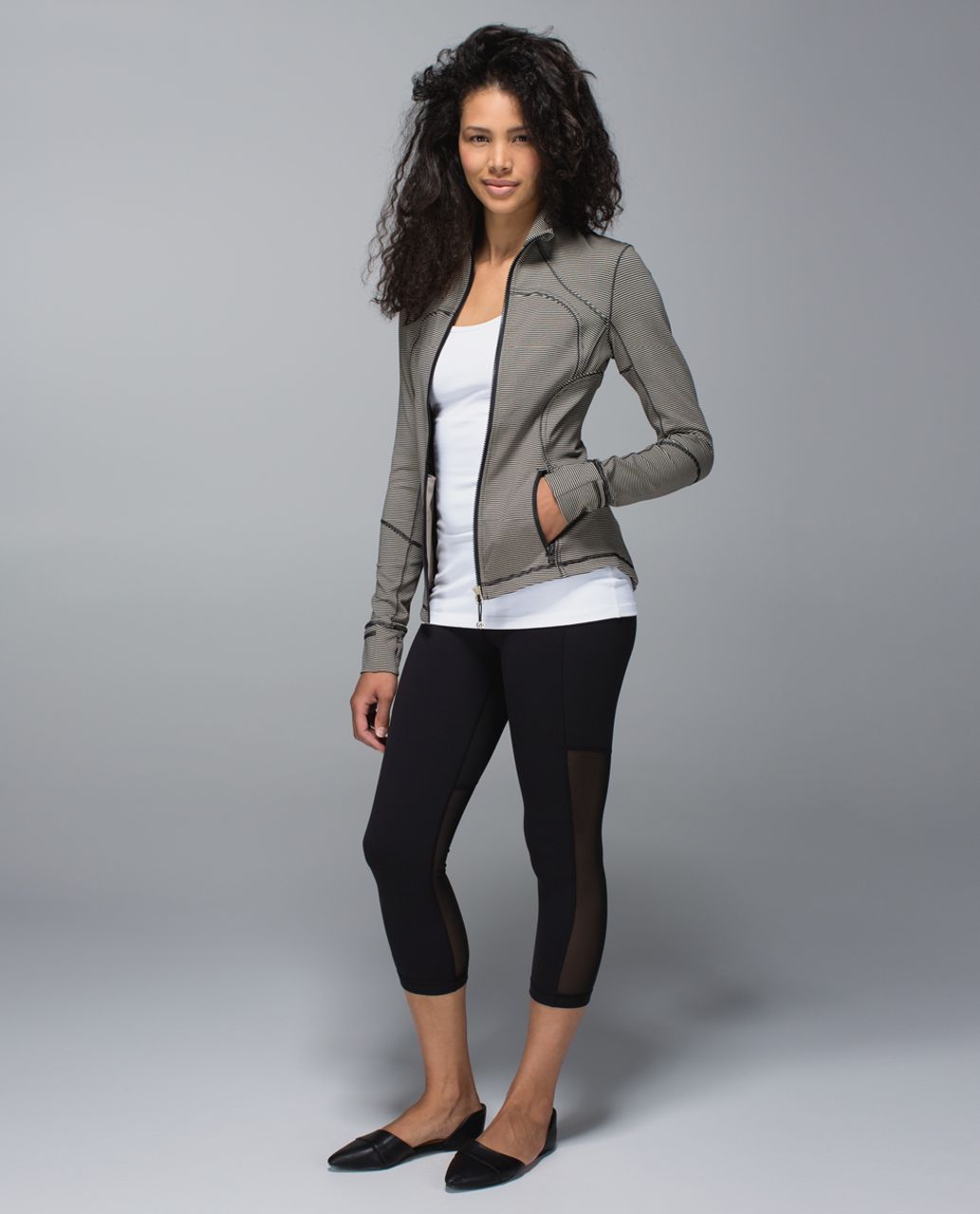 Lululemon Forme Jacket *Cuffins - Tonka Stripe Heathered Black Mojave Tan