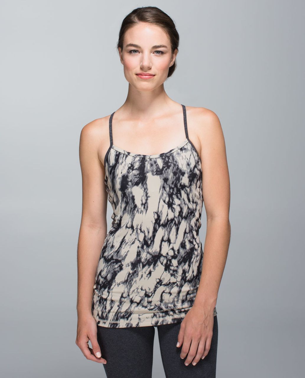 Lululemon Power Y Tank *Luon - Great Granite Black Mojave Tan / Heathered Black