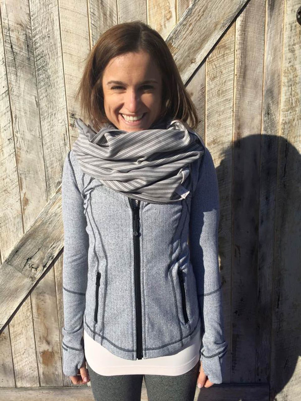 Lululemon Vinyasa Scarf *Rulu - Double Trouble Stripe Neutral Blush Heathered Slate / Heathered Slate