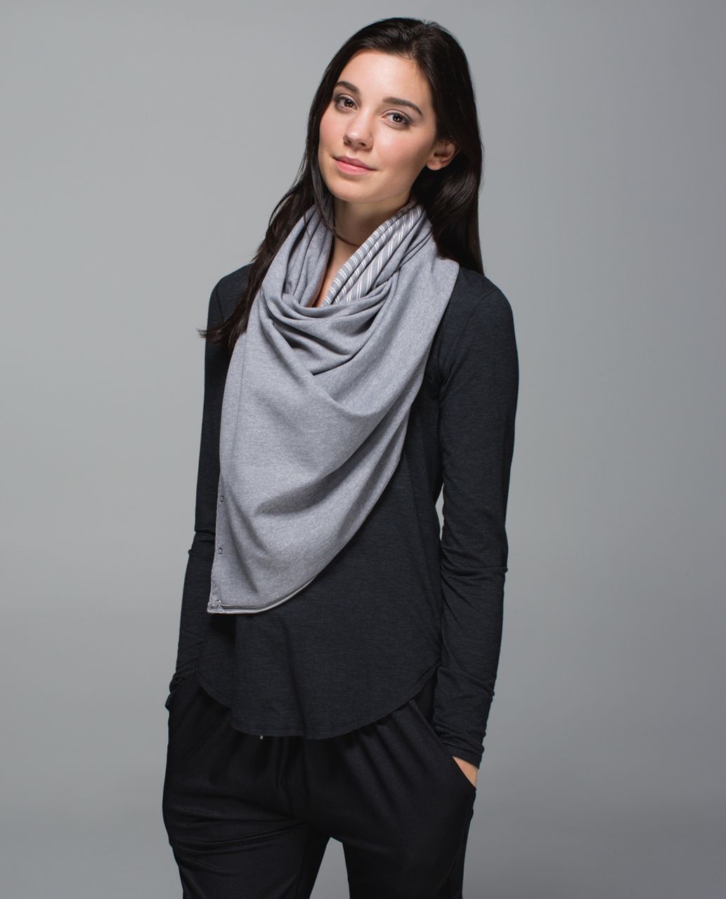 Lululemon Vinyasa Scarf *Rulu - Double Trouble Stripe Neutral Blush Heathered Slate / Heathered Slate