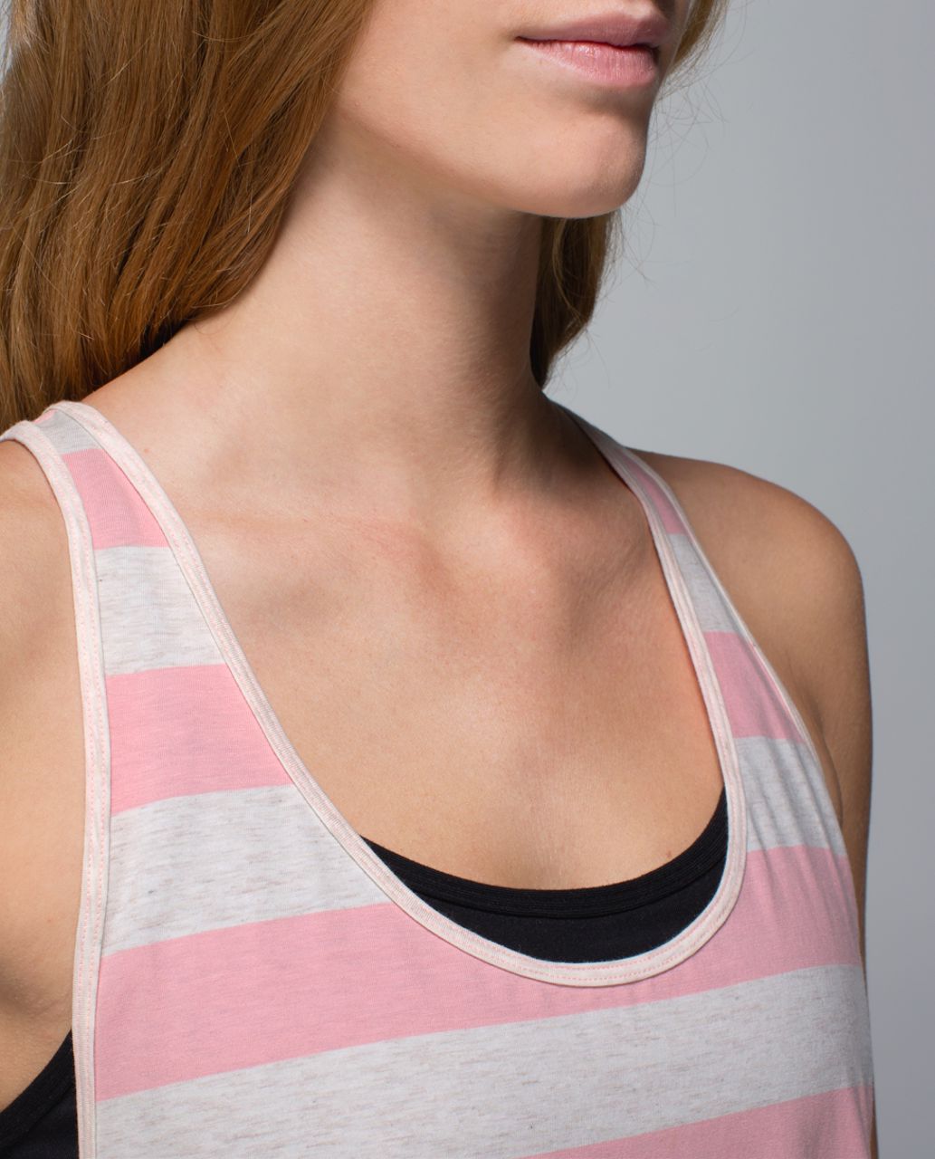 Lululemon Om Racerback - Steep Stripe Bleached Coral Heathered Angel White Horizontal / Heathered Angel Wing