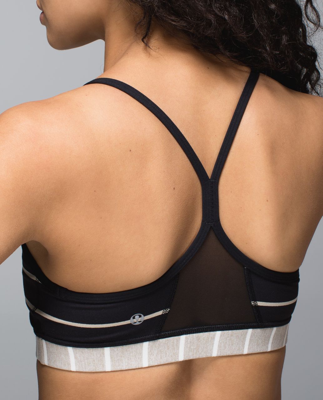 Lululemon Flow Y Bra IV - Apex Stripe Black White / Black - lulu