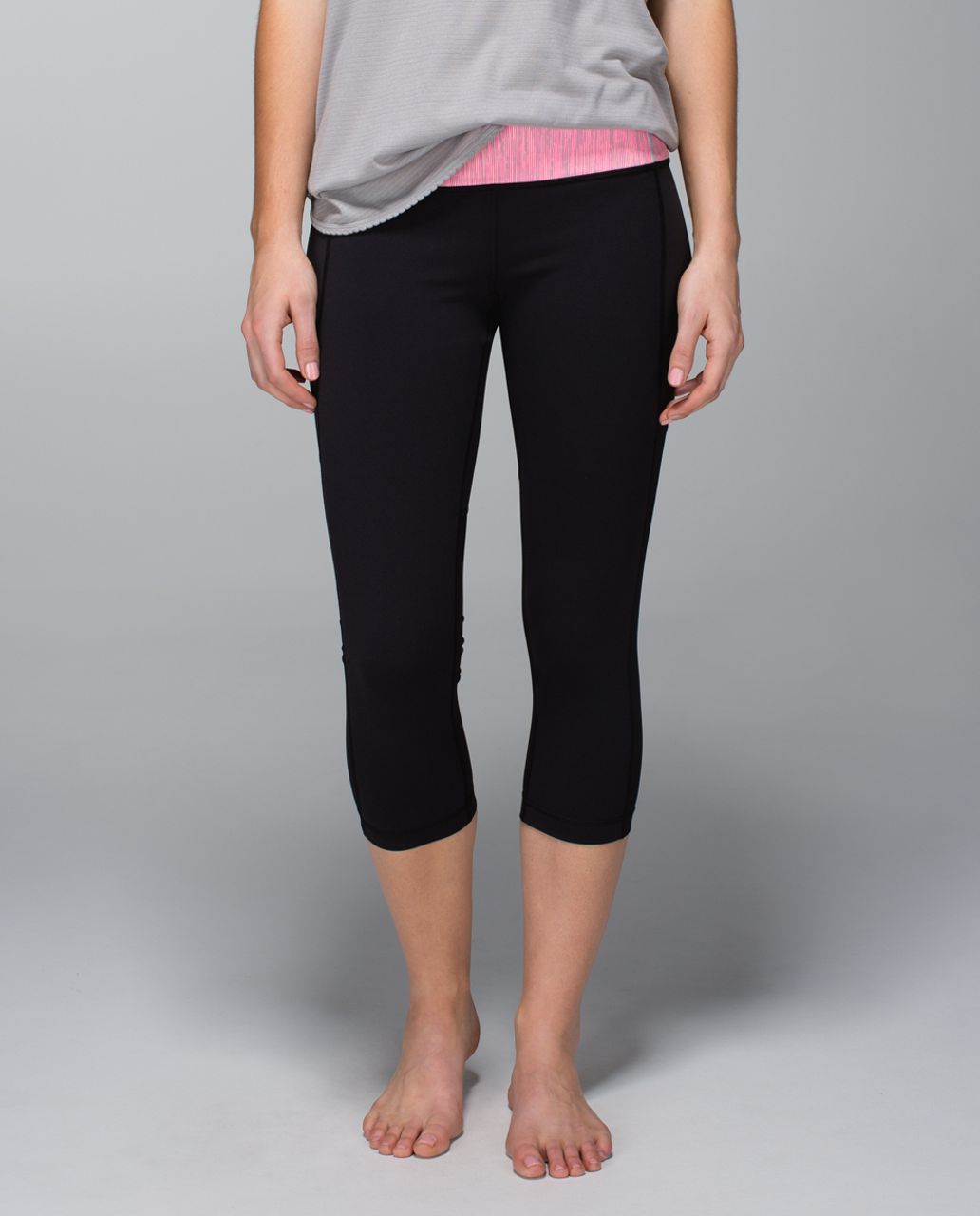 Lululemon Breathe Easy Crop - Black / Wee Are From Space Neon Pink Opal