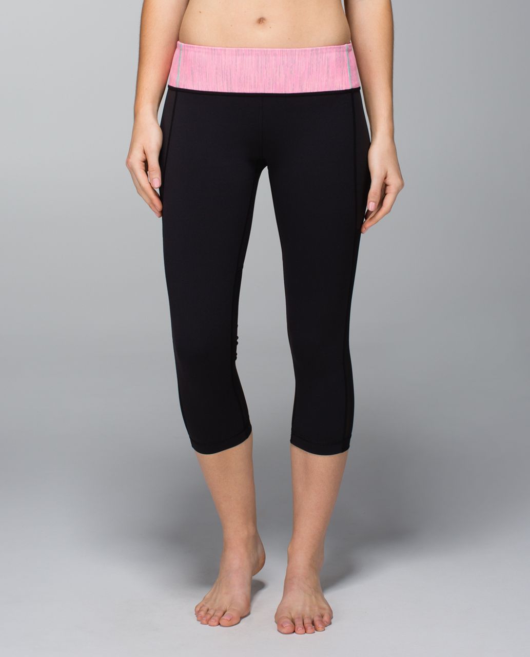 Lululemon Breathe Easy Crop - Black / Wee Are From Space Neon Pink Opal