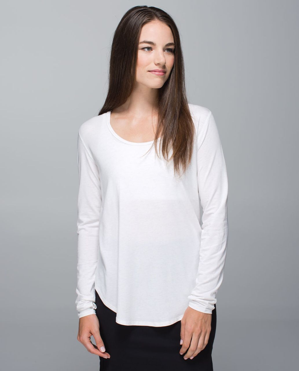 Lululemon Yogini 5 Year Long Sleeve Tee - Heathered Angel White / Pine Stripe Printed Inkwell Mojave Tan