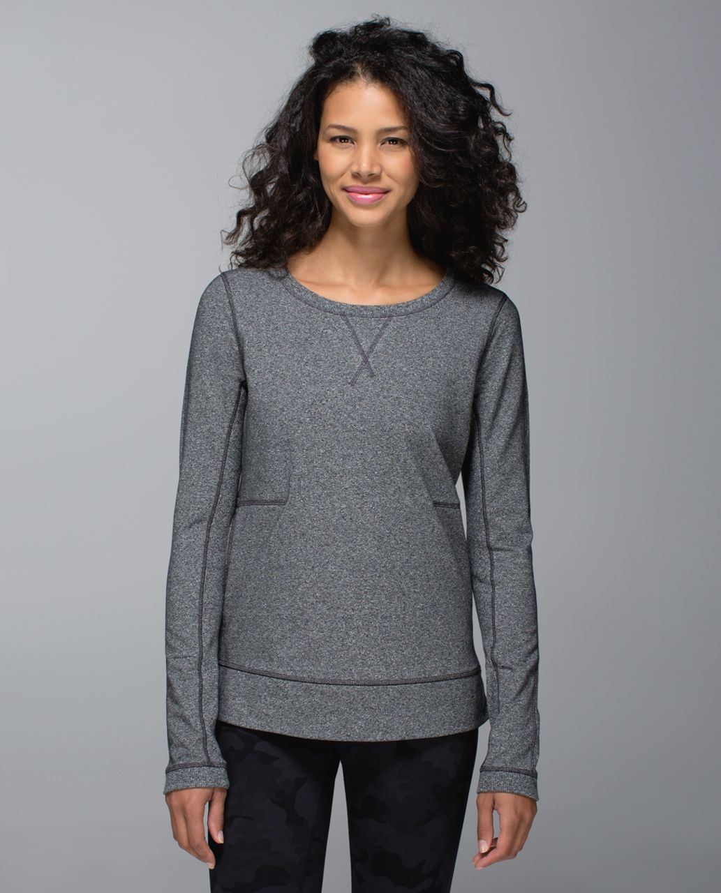 Lululemon Exhalation Pullover II - Heathered Speckled Black - lulu fanatics