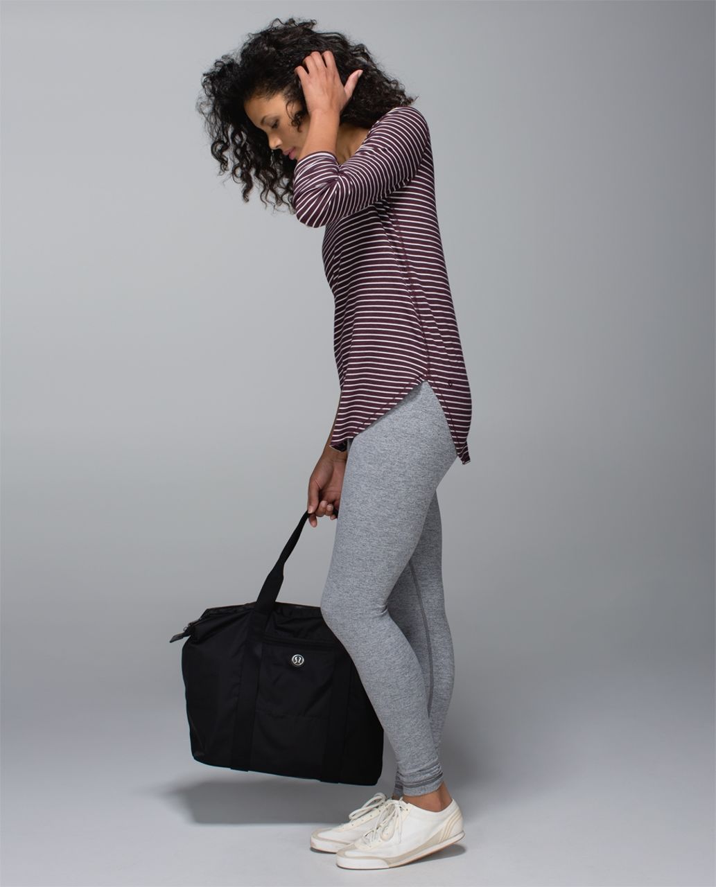 Lululemon Yogini 5 Year Long Sleeve Tee - West2east Stripe Heathered Bordeaux Drama / Pine Stripe Printed Inkwell Mojave Tan