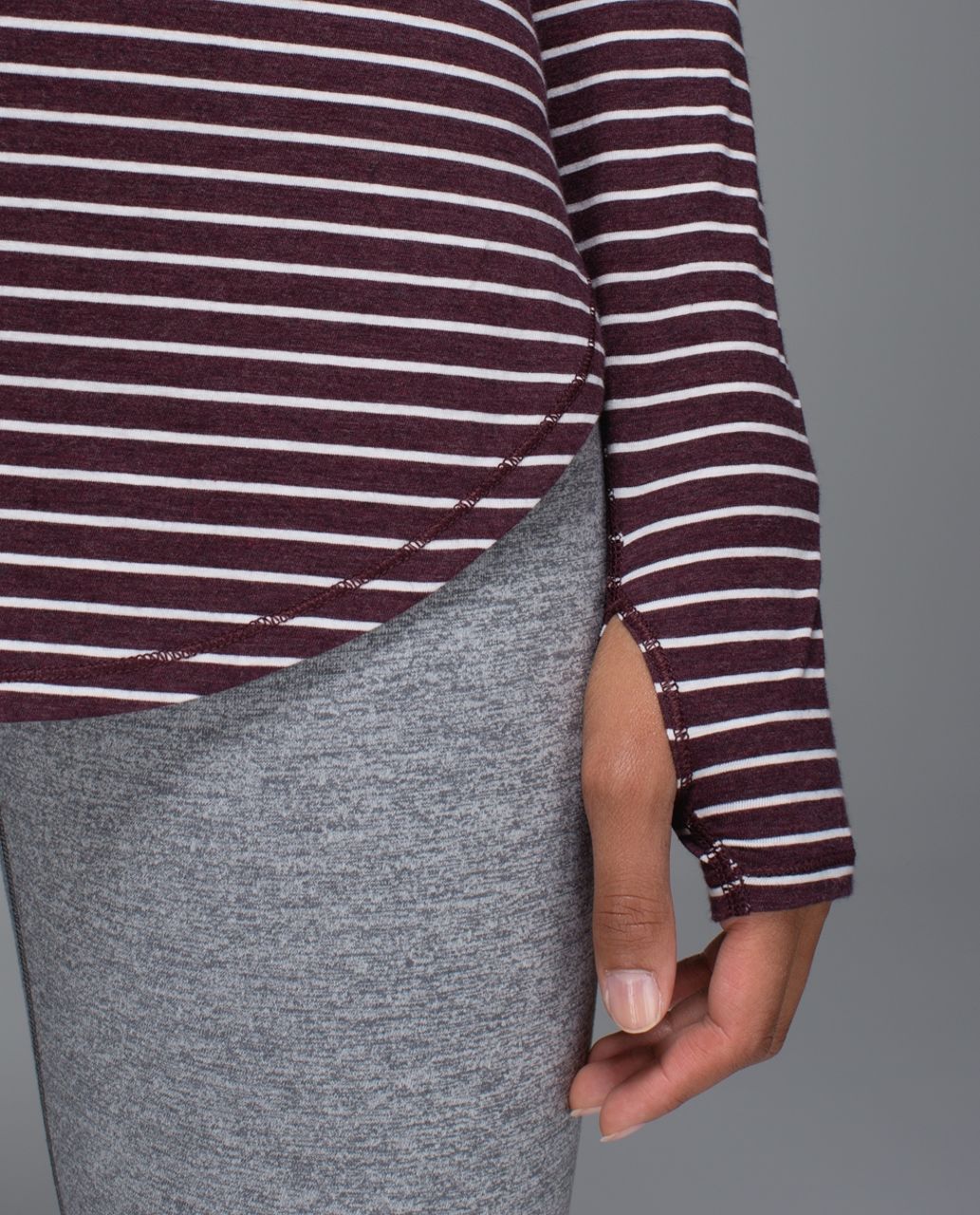 Lululemon Yogini 5 Year Long Sleeve Tee - West2east Stripe Heathered Bordeaux Drama / Pine Stripe Printed Inkwell Mojave Tan