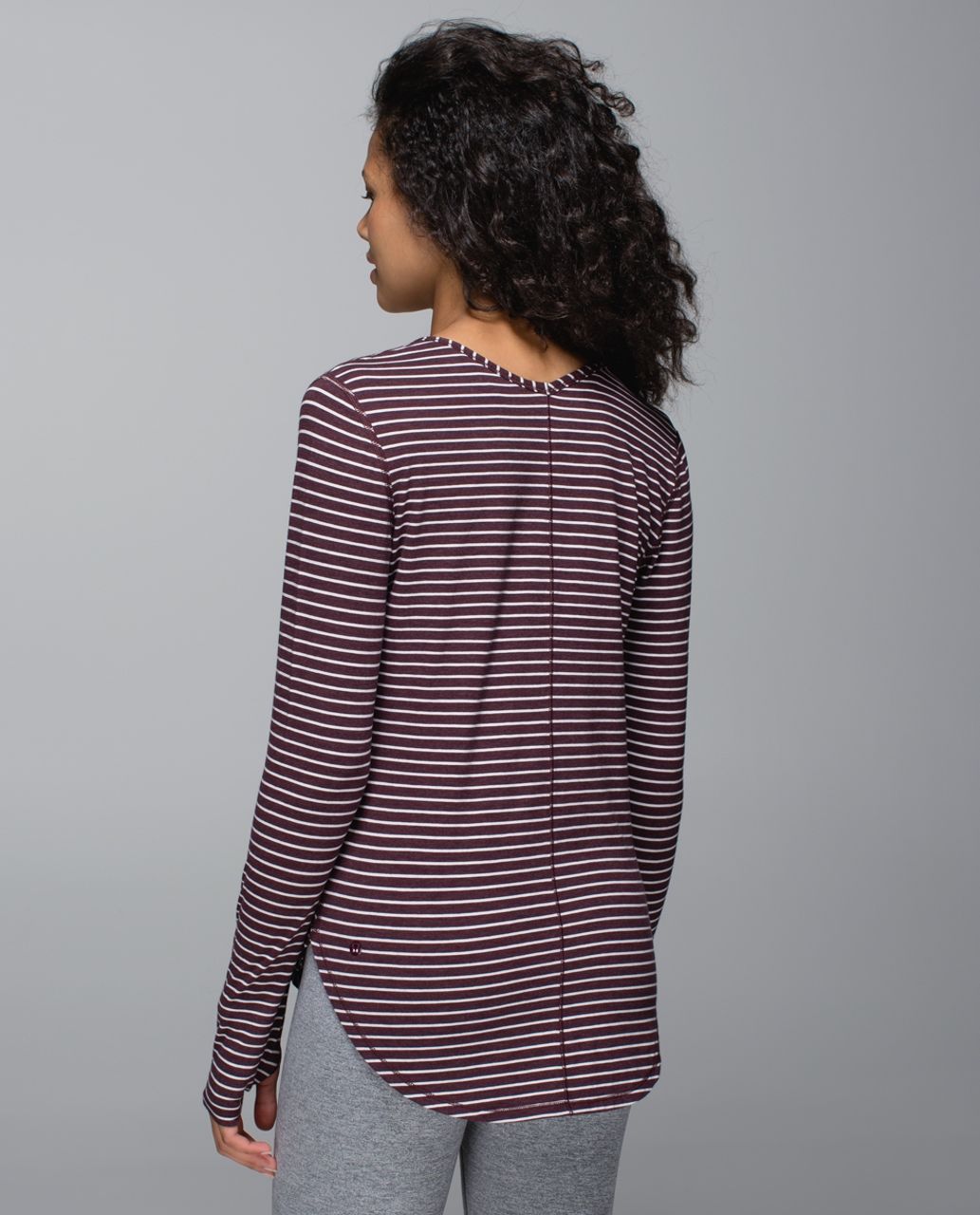 Lululemon Yogini 5 Year Long Sleeve Tee - West2east Stripe Heathered Bordeaux Drama / Pine Stripe Printed Inkwell Mojave Tan