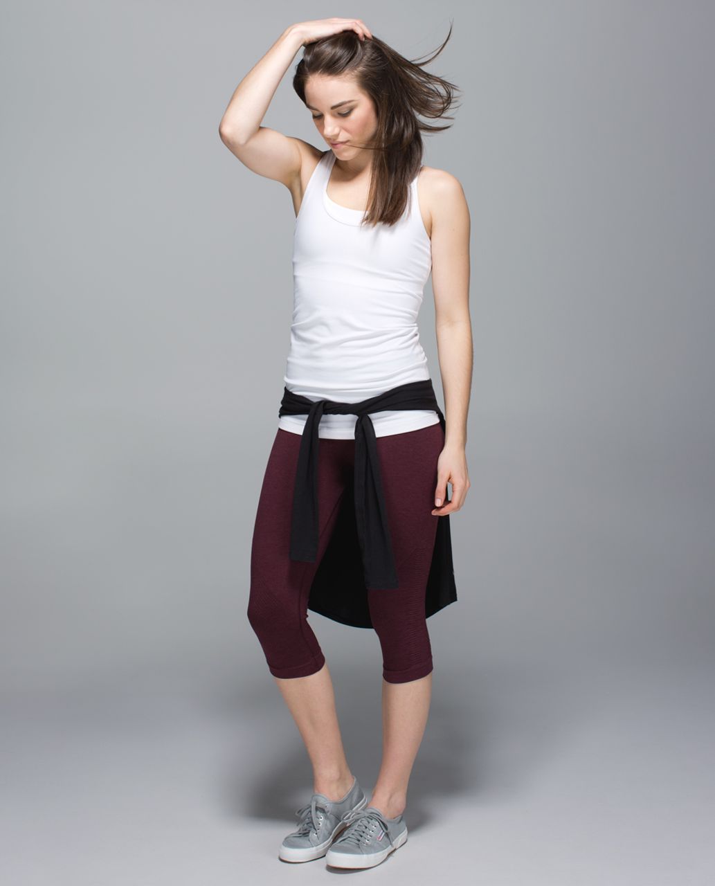 Lululemon In The Flow Crop II - Heathered Bordeaux Drama