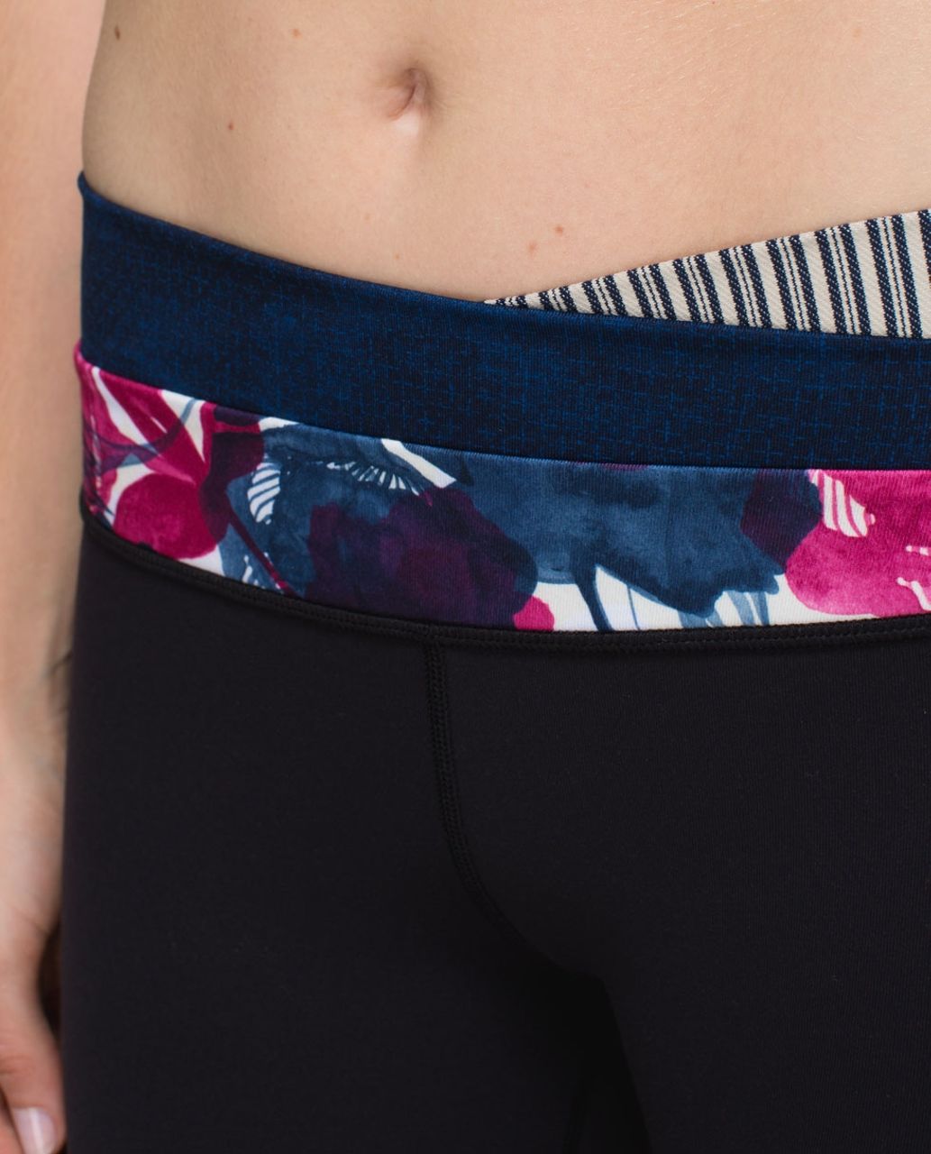 Lululemon Astro Wunder Under Crop II - Black / Sashico Cross Inkwell Rugged Blue / Inky Floral Ghost Inkwell Bumble Berry
