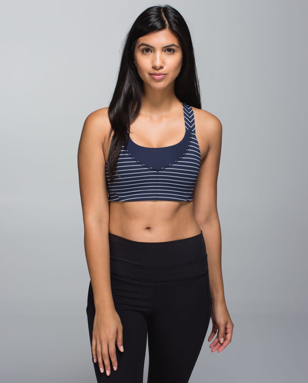 1579 Lululemon Take 2 II Sports Bra Wee Stripe Slate Grey Gray Rear Clasp