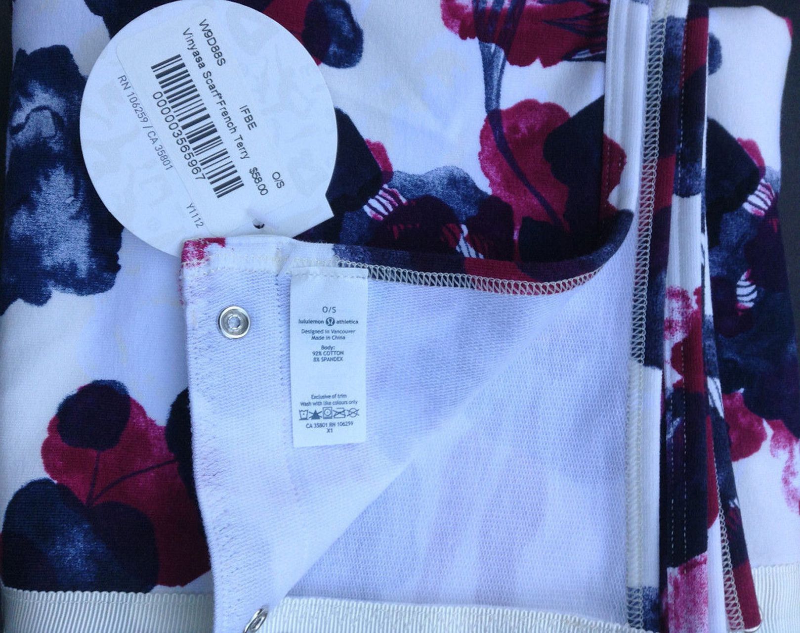 Lululemon Vinyasa Scarf *French Terry - Inky Floral Ghost Inkwell Bumble Berry