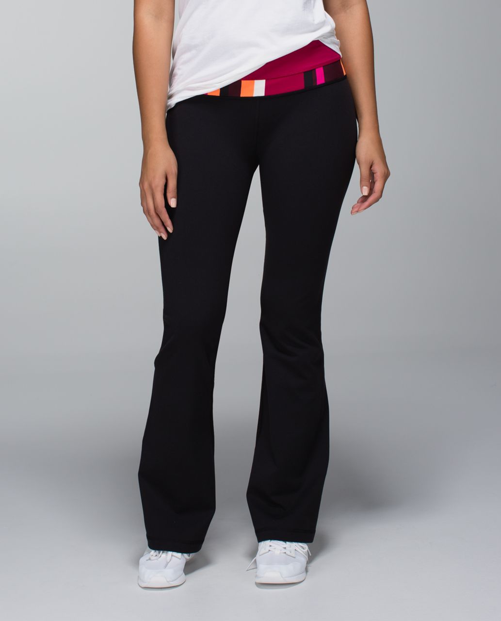 Lululemon Groove Pant *Full-On Luon (Regular) - Black / Bumble Berry / Blossom Stripe Bumble Berry Ghost