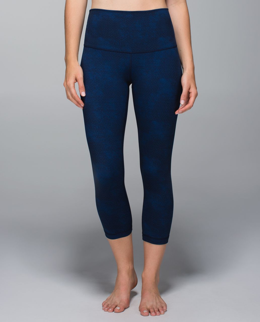 Lululemon Wunder Under Crop II *Print (Roll Down) - Sashico Cross Inkwell Rugged Blue