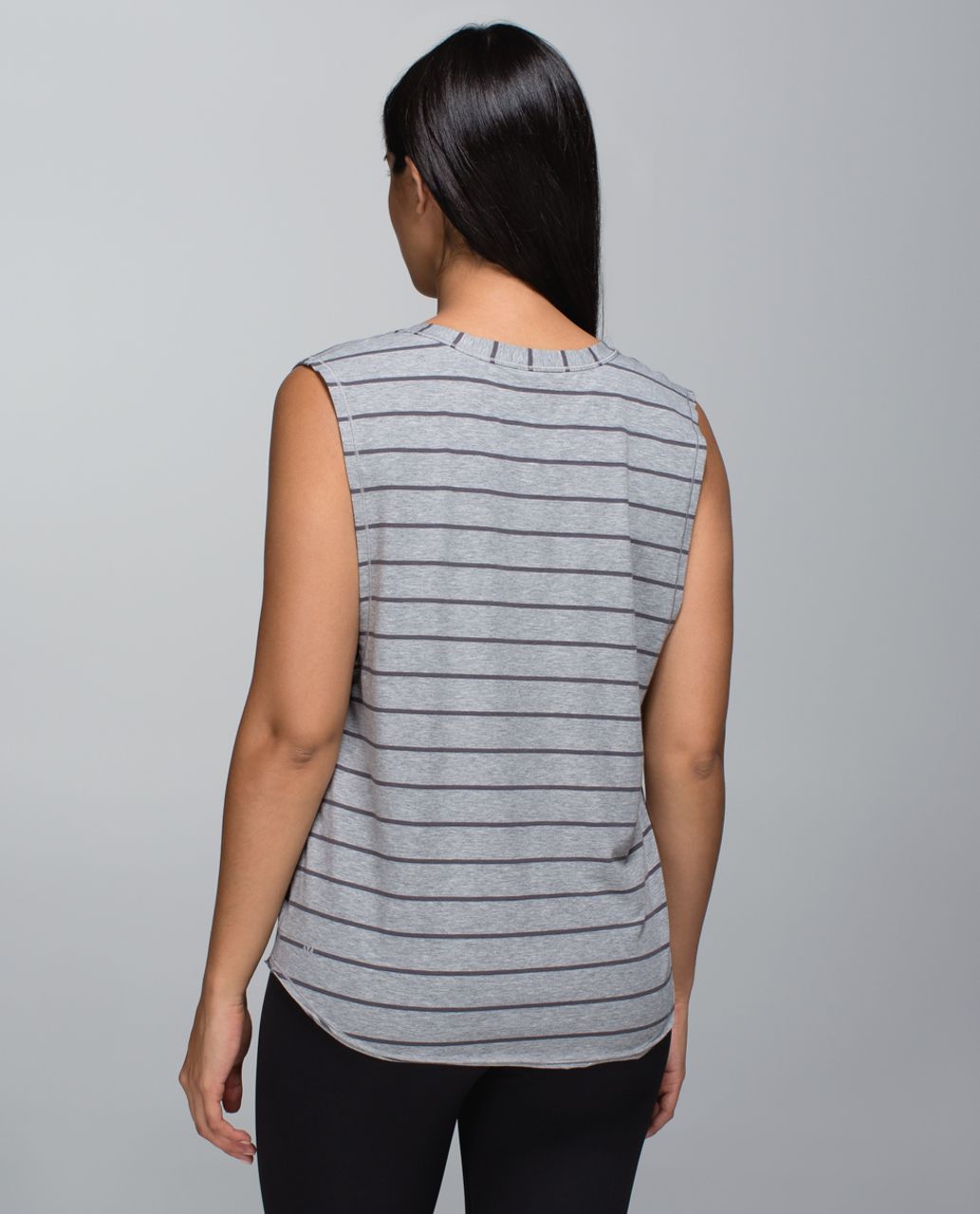 Lululemon Yogi Cut Off Tee - Cayman Stripe Heathered Medium Grey