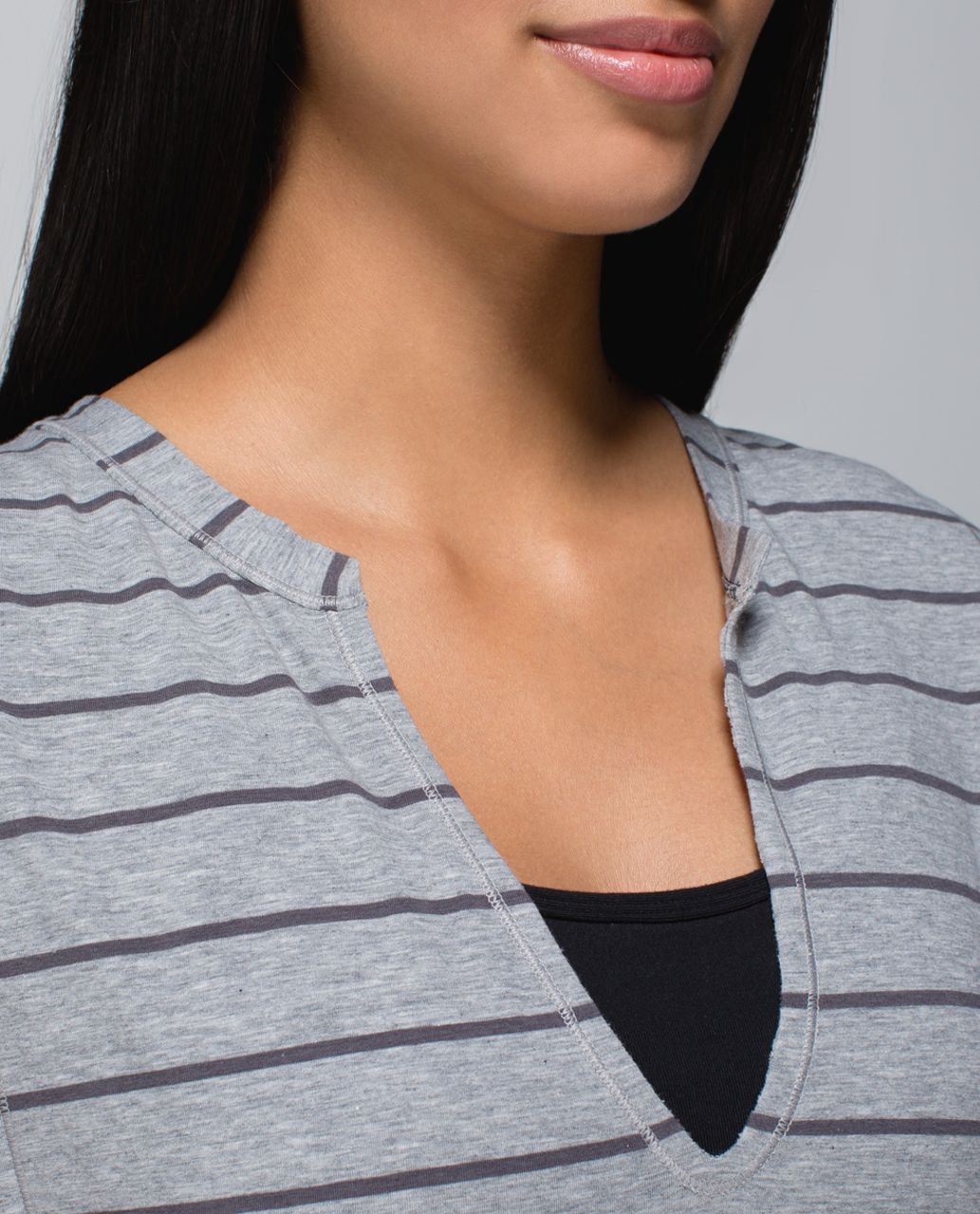 Lululemon Yogi Cut Off Tee - Cayman Stripe Heathered Medium Grey