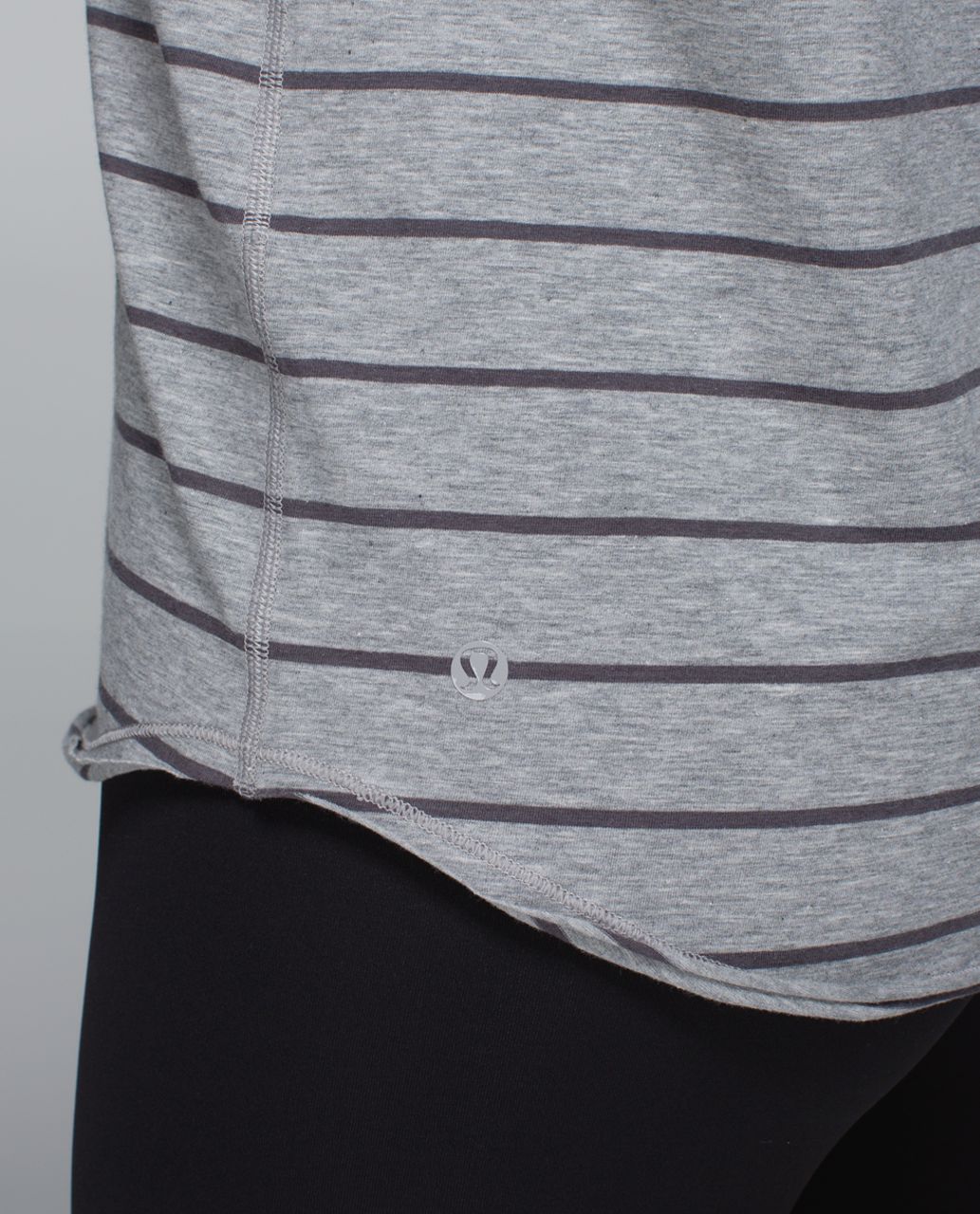 Lululemon Yogi Cut Off Tee - Cayman Stripe Heathered Medium Grey