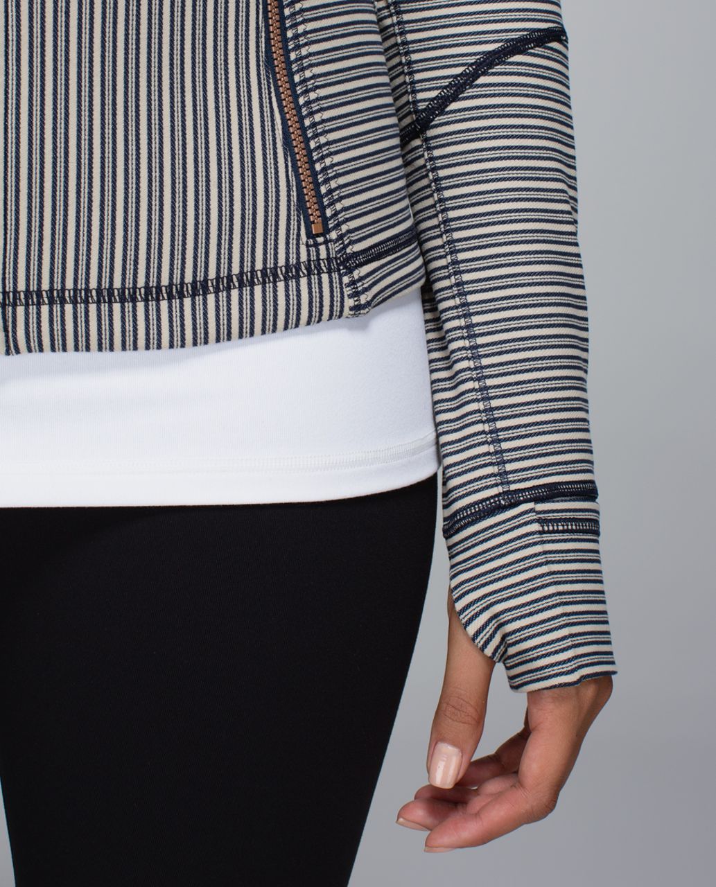 Lululemon Forme Jacket II *Textured - Pine Stripe Inkwell Mojave Tan / White / Inkwell