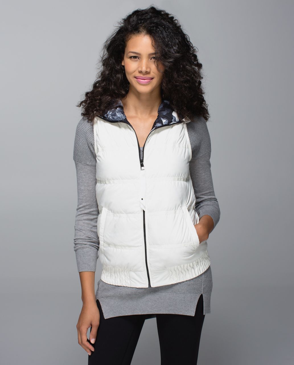 Lululemon Chilly Chill Puffy Vest - Ghost / Inky Floral Black Ghost