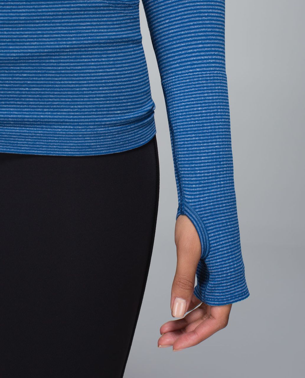 Lululemon Run:  Swiftly Tech Long Sleeve Crew - Tonka Stripe Heathered Blue Rugged Blue