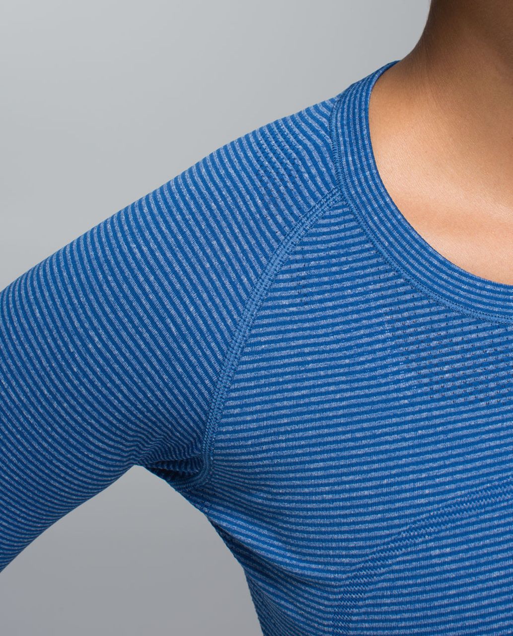 Lululemon Run:  Swiftly Tech Long Sleeve Crew - Tonka Stripe Heathered Blue Rugged Blue