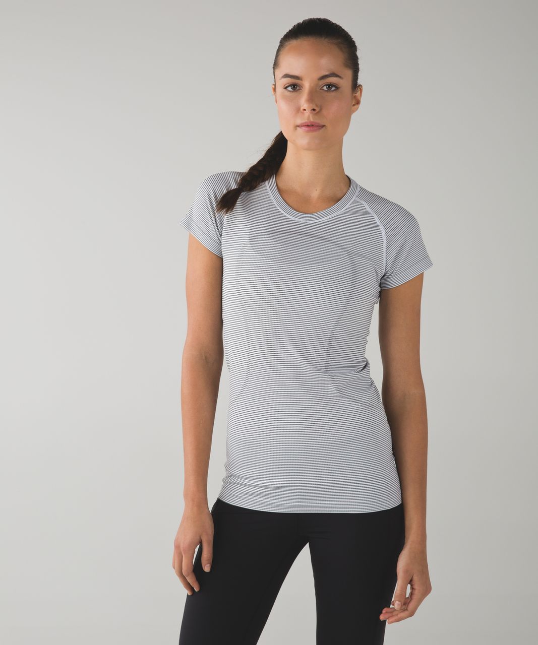 Lululemon Run:  Swiftly Tech Short Sleeve Crew - Tempo Stripe White Black