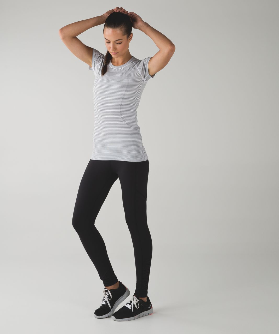 Lululemon Run: Swiftly Tech Long Sleeve Crew - Tempo Stripe White Black -  lulu fanatics