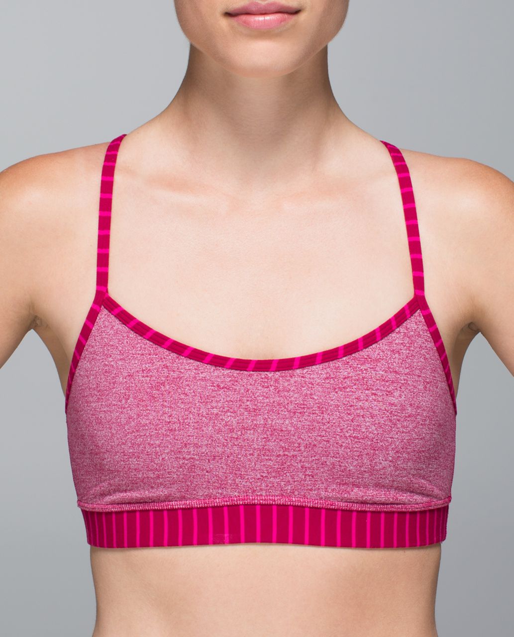 Lululemon Flow Y Bra IV - Heathered Bumble Berry / West2east Stripe Bumble Berry