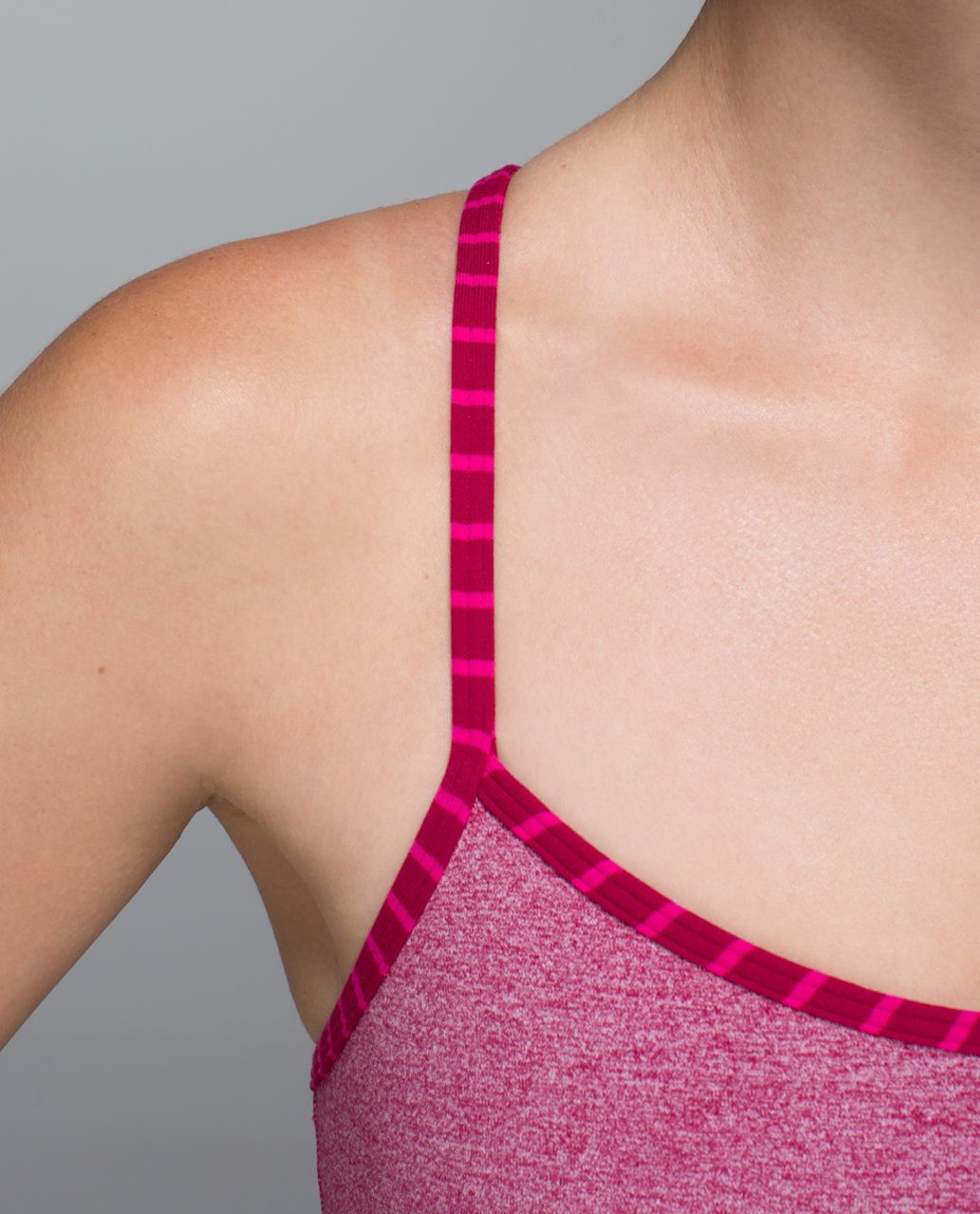 Lululemon Flow Y Bra IV - Heathered Bumble Berry / West2east Stripe Bumble Berry