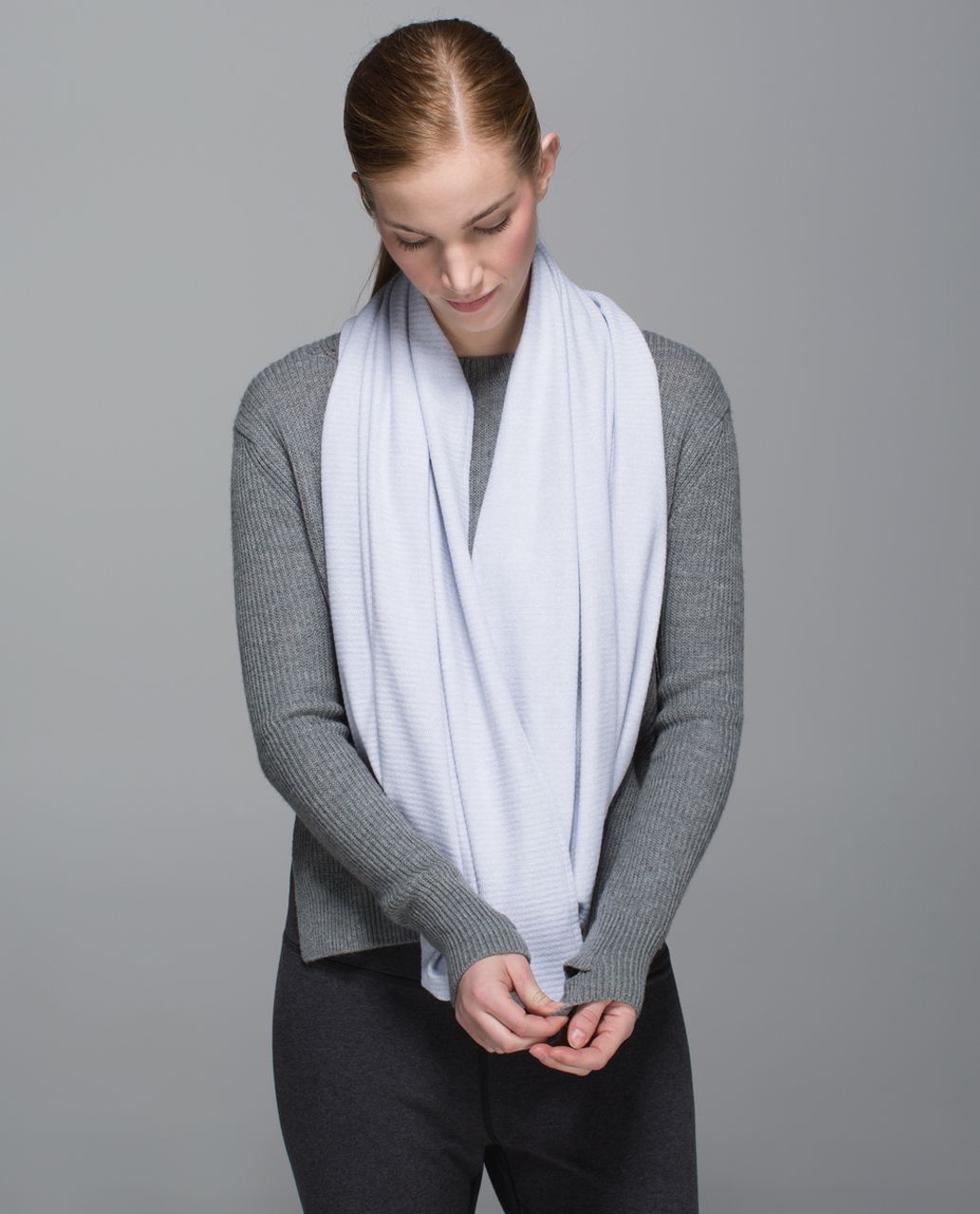 Lululemon Vinyasa Scarf *Rulu - Mini Check Pique White Heathered Silver Fox