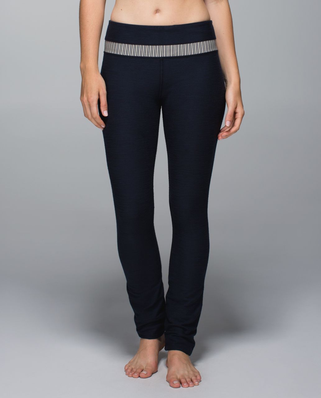 Lululemon Skinny Groove Pant *Full-On Luon - Black / Wee Stripe White  Heathered Medium Grey / White - lulu fanatics