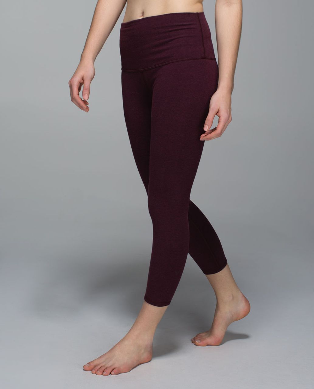 Lululemon Wunder Under Crop II *Cotton (Roll Down) - Heathered Bordeaux Drama