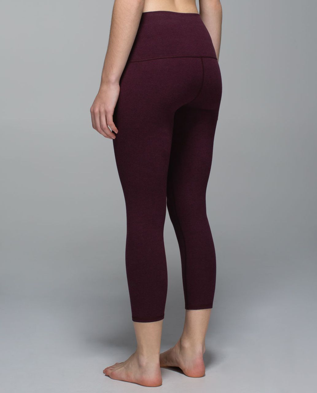 Lululemon Wunder Under Crop II *Cotton (Roll Down) - Heathered Bordeaux Drama