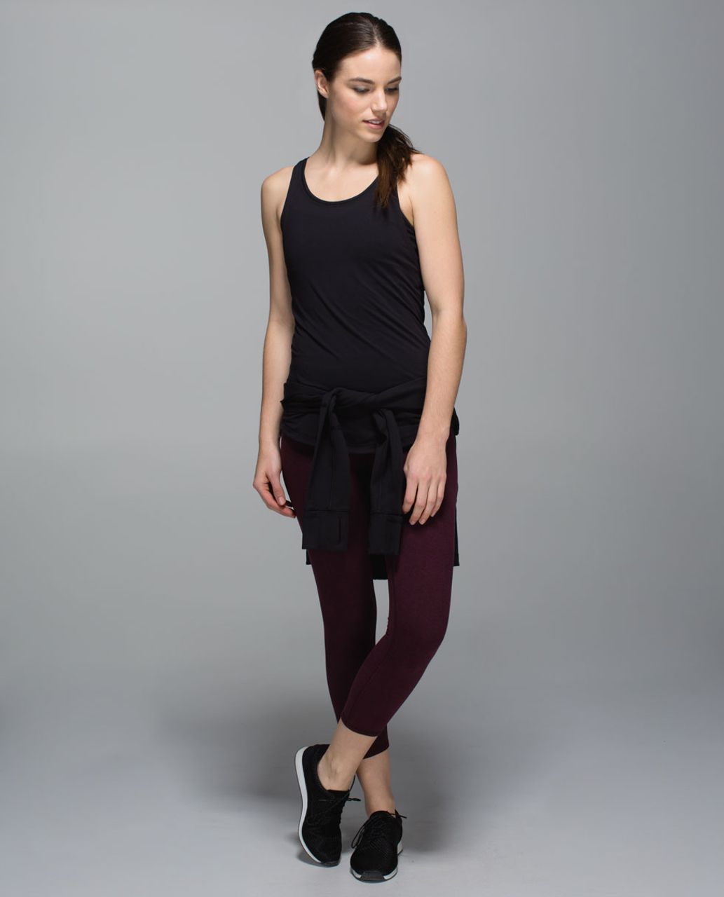 Lululemon Wunder Under Crop II *Cotton (Roll Down) - Heathered Bordeaux Drama