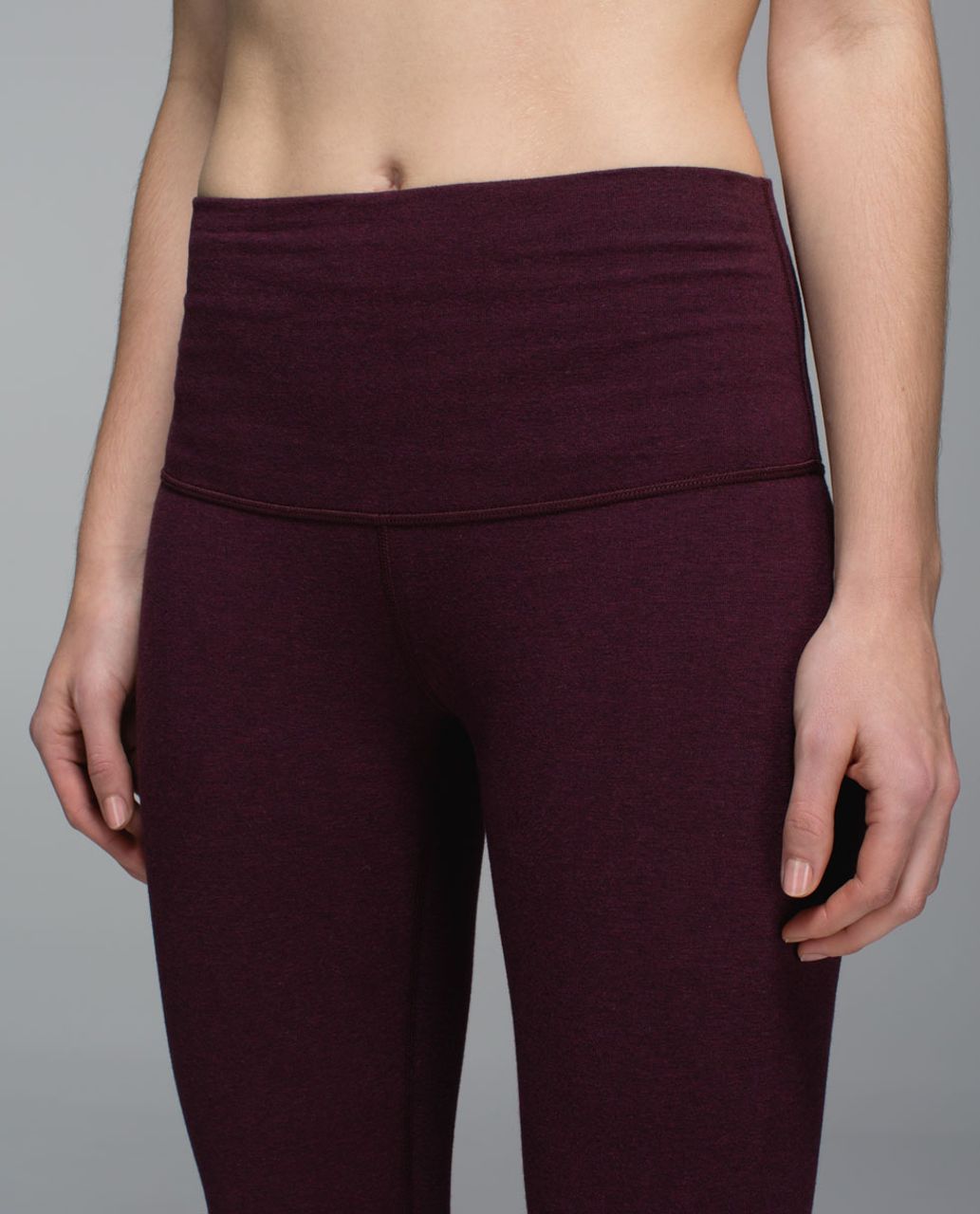 Lululemon Wunder Under Crop II *Cotton (Roll Down) - Heathered Bordeaux Drama