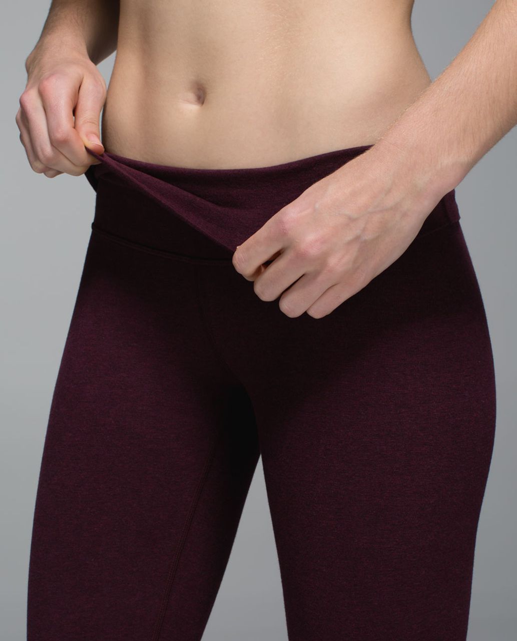 Lululemon Wunder Under Crop II *Cotton (Roll Down) - Heathered Bordeaux Drama