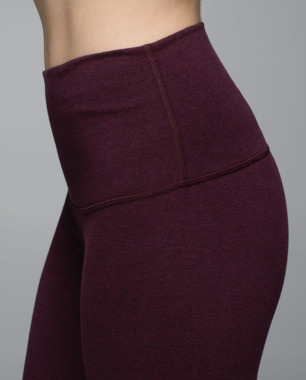 Lululemon Wunder Under Crop II *Cotton (Roll Down) - Heathered Bordeaux Drama