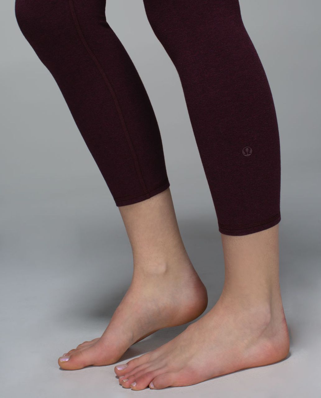 Lululemon Wunder Under Crop II *Cotton (Roll Down) - Heathered Bordeaux Drama