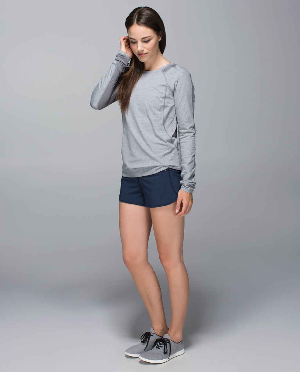 Lululemon Run:  Speed Short *4-way Stretch - Inkwell / West2east Stripe Inkwell Heathered Slate