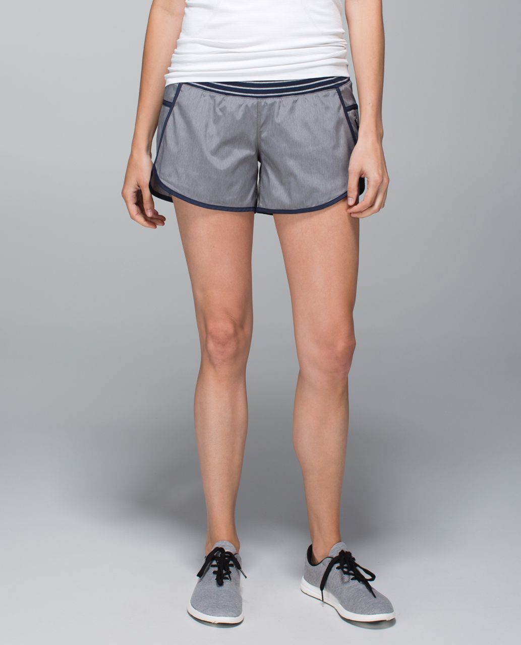 Lululemon Tracker Short II *4-way Stretch - Heathered Slate / Inkwell / West2east Stripe Inkwell Heathered Medium Grey