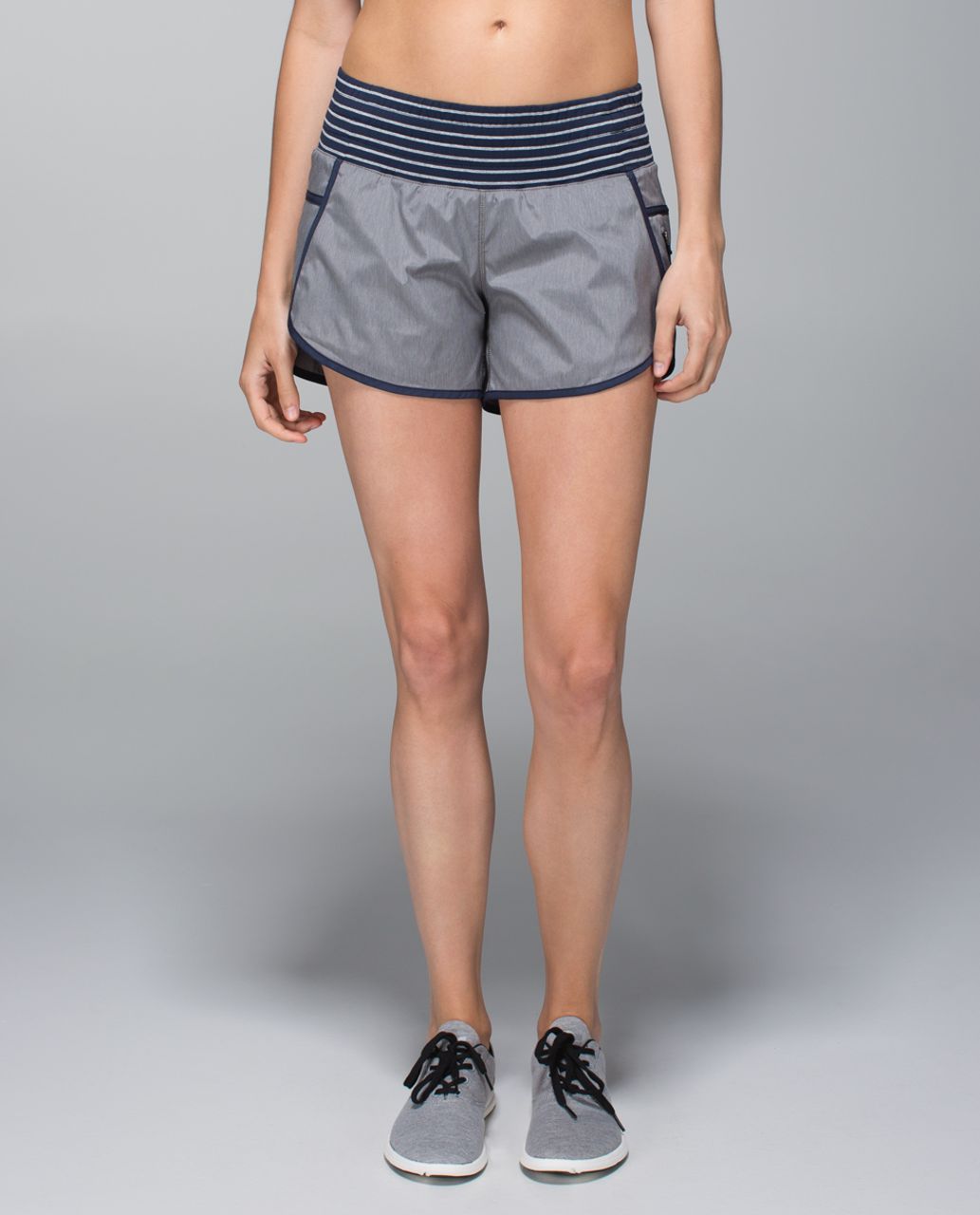 Lululemon Tracker Short II *4-way Stretch - Heathered Slate / Inkwell / West2east Stripe Inkwell Heathered Medium Grey