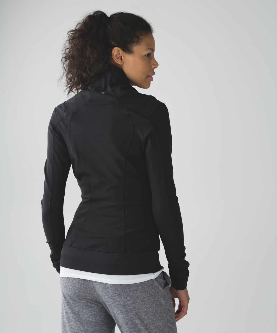 Lululemon Bhakti Asymmetrical Zipper Jacket. Pique Gray/Black. Size 8.