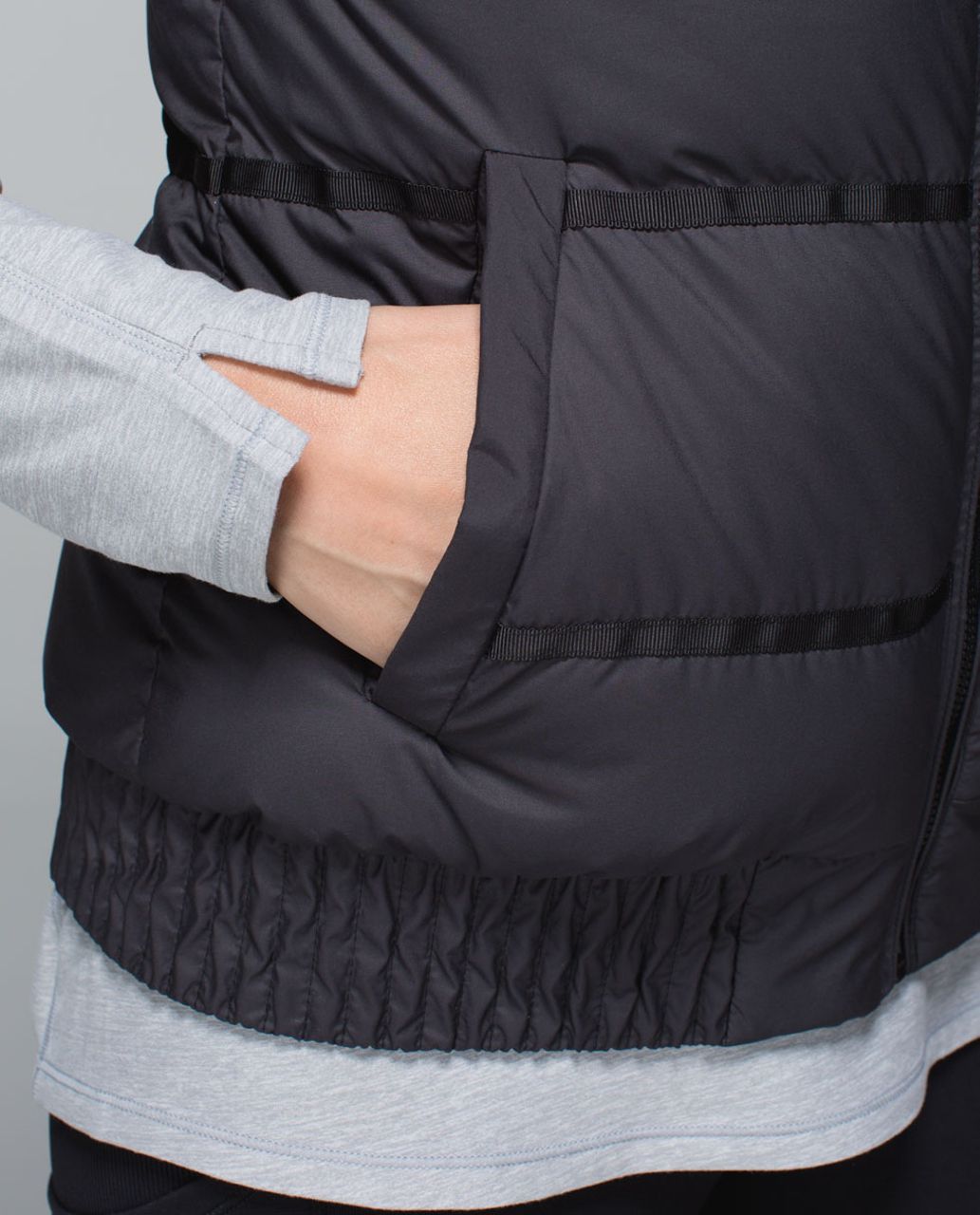 Lululemon Chilly Chill Puffy Vest - Black / Gin Gin Gingham Embossed Black Mojave Tan