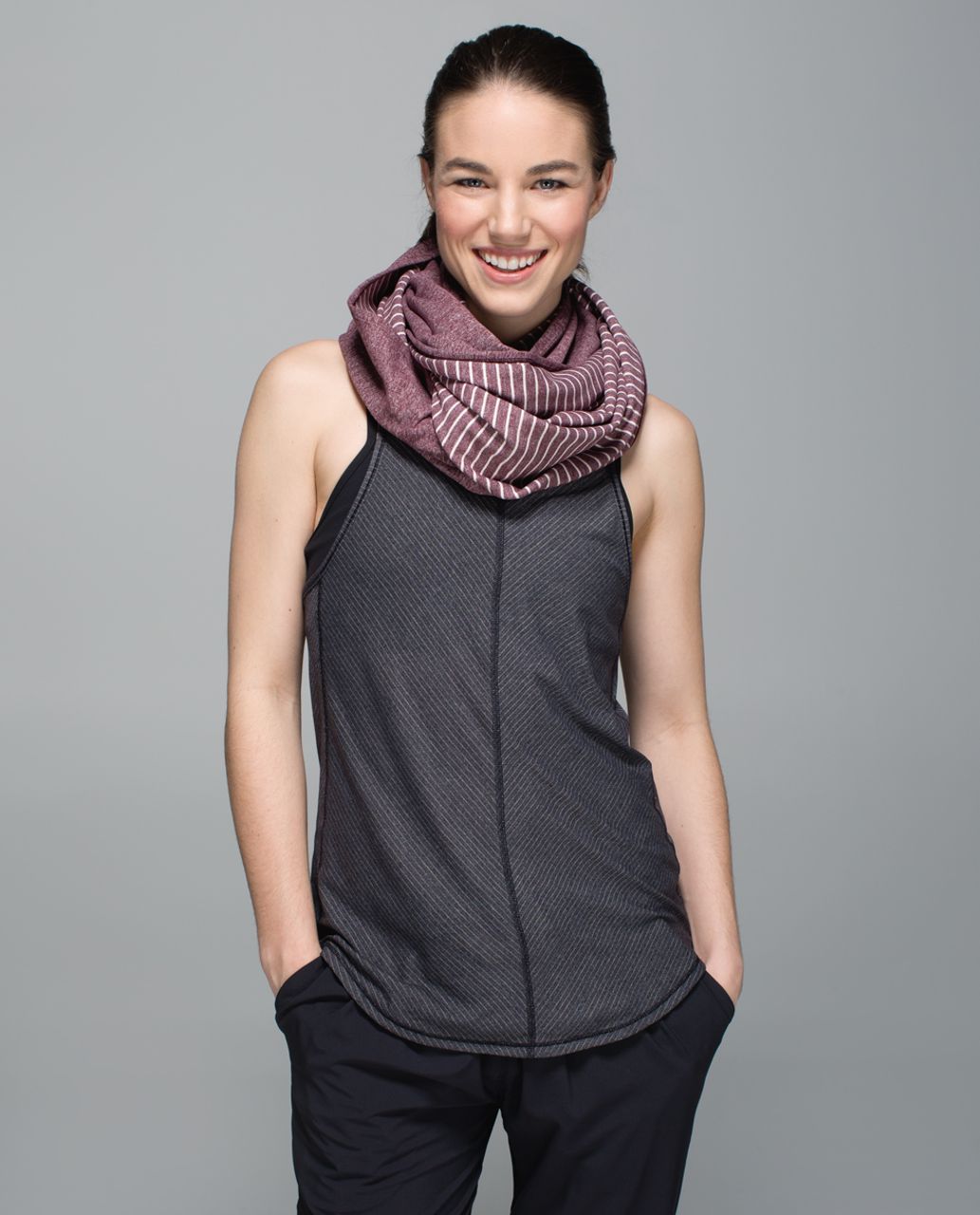 Lululemon Vinyasa Scarf *Rulu - Parallel Stripe Butter Pink Heathered Bordeaux Drama / Heathered Bordeaux Drama