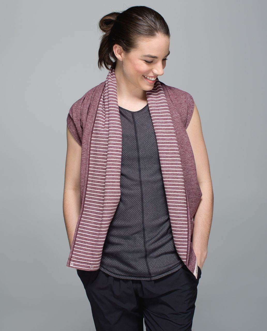 Lululemon Vinyasa Scarf *Rulu - Parallel Stripe Butter Pink Heathered Bordeaux Drama / Heathered Bordeaux Drama