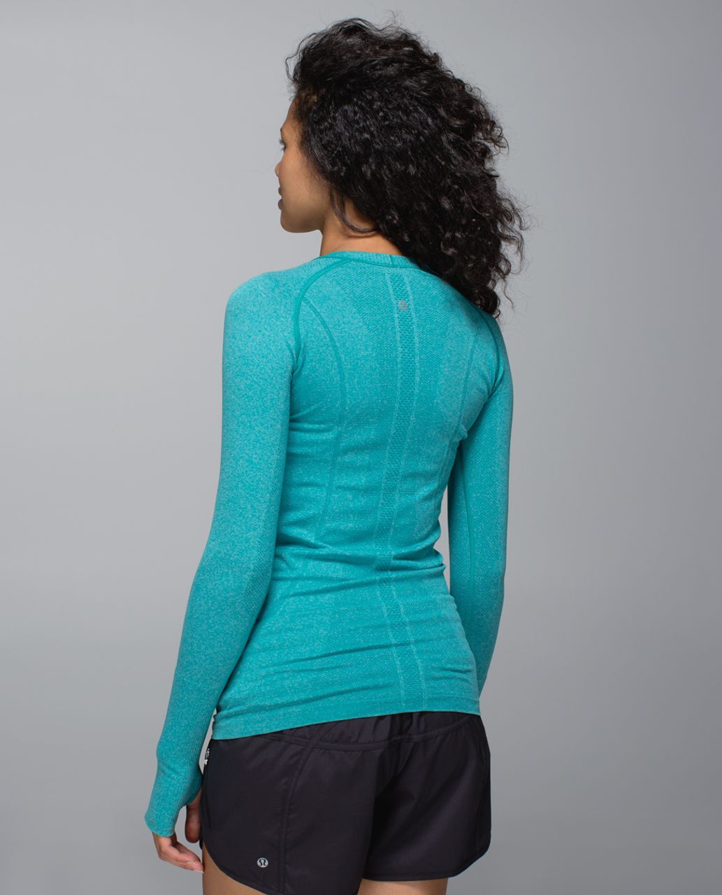 Lululemon Swiftly Tech Long Sleeve Crew - Black / Desert Teal - lulu  fanatics